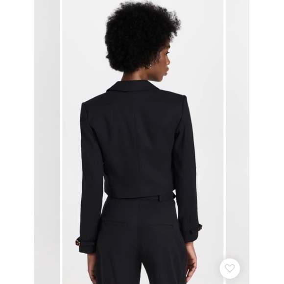 Veronica Beard Black Cropped Linen Blend Single Breast Jacket NWT Buckle Cuff - Picture 11 of 15